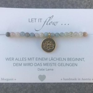 Morganit Armband mit Lotusanhänger