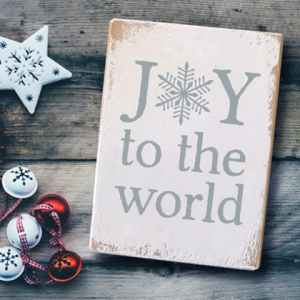 Holzschild „Joy to the world“ – Snowflake