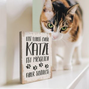 Holzschild „Katze“