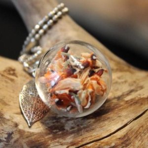 Glaskugelkette Ginster apricot