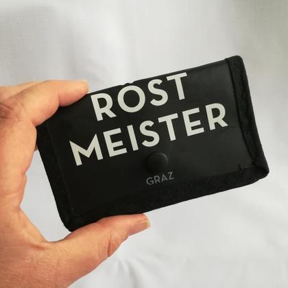 Mini-Geldbörse aus schwarzer Kaffeepackung "Röstmeister"
