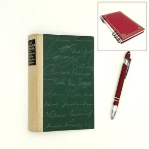 Notizbuch aus altem Buch – „grün mit Schrift“