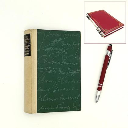 Notizbuch aus altem Buch - "grün mit Schrift"