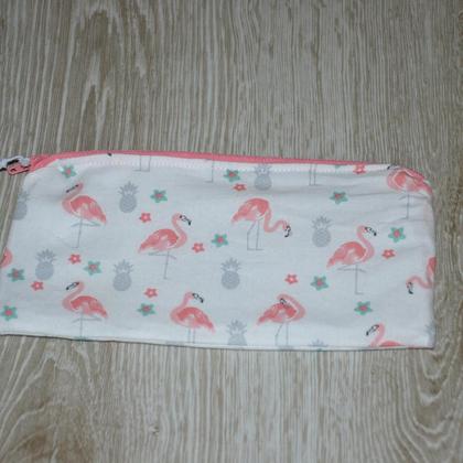 Urlaubskit / Federpenal / Kosmetiktasche "Flamingo"
