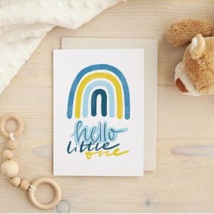 Karte Geburt Regenbogen „hello“