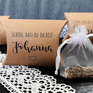 Personalisiertes Gastgeschenk für Taufe, Hochzeiten… | Kraftpapiertaschen mit Wildblumensamen