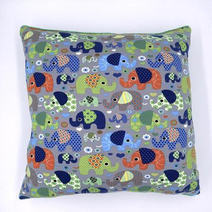 KUSCHELKISSEN ABZIEHBAR (inkl. INLAY) 50x50cm "bunte Elefanten grau"