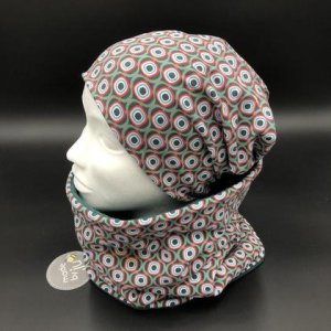 DAMEN- SET (WENDEHAUBE+XXL-LOOPSCHAL) „Retro- Muster“