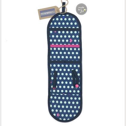 SPANGENTASCHE - mit Drucknopf/Aufhängeschlaufe - Blumen blau/türkis/pink