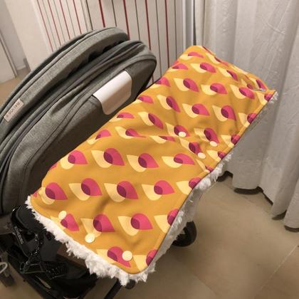 KINDERWAGEN- MUFF - RETRO senfgelb/creme/pink