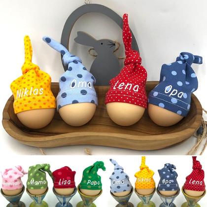 EIERHAUBE MIT WUNSCHNAME - FREIE FARBWAHL "PUNKTE"