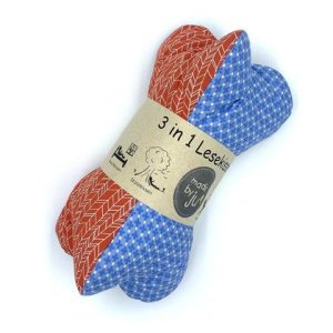 FESTES LESEKISSEN mit verschiedenen Einsatzmöglichkeiten – MUSTER blau/rot