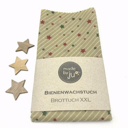XXL- BROTTUCH  (Bienenwachstuch) - STERNE beige
