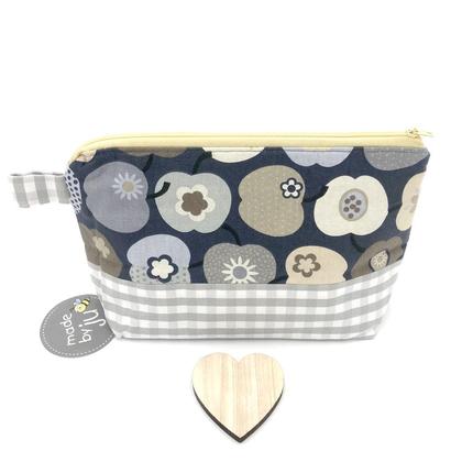 KOSMETIKTASCHE/NECESSAIRE - Äpfel grau/beige
