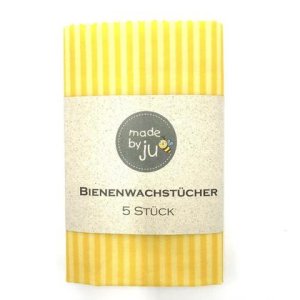 5er SET Bio- Bienenwachstücher – STREIFEN gelb