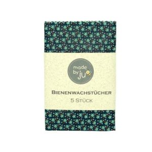5er SET Bio-Bienenwachstücher – STREUBLUMEN BLAU/ROT