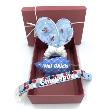 GESCHENKBOX Baby 3- teilig - Glückspilz blau