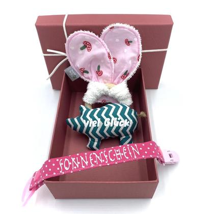 GESCHENKBOX Baby 3- teilig - Glückspilz rosa