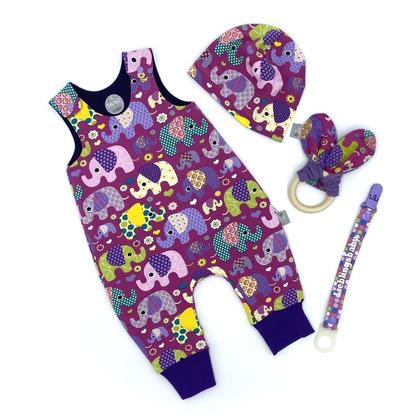 GESCHENKBOX Baby 4- teilig - Elefanten magenta