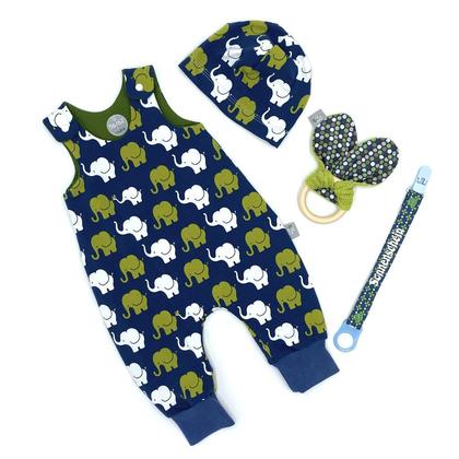 GESCHENKBOX Baby 4- teilig - Elefanten blau/grün