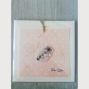 GRUSSKARTE Ostern „rosa Punkte Feder“