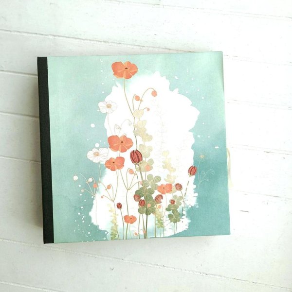 Leporello Album *chrysanthemen rot-blau*
