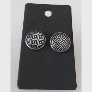 Ohrstecker, Ohrringe – karo schwarz weiss – Edelstahl