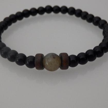 Herren Armband - Onyx-Mondstein (schwarz)