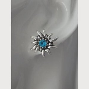 Ohrstecker – Edelweiss, hellblau – Trachtenohrringe