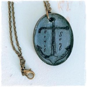 Halskette „Ankerseele“ / handbedruckt