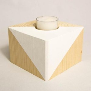 Teelichthalter Holzwürfel – weiß