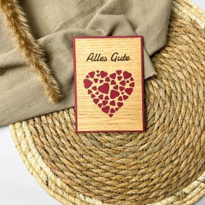 Holz-Karte Herzen & „Alles Gute“