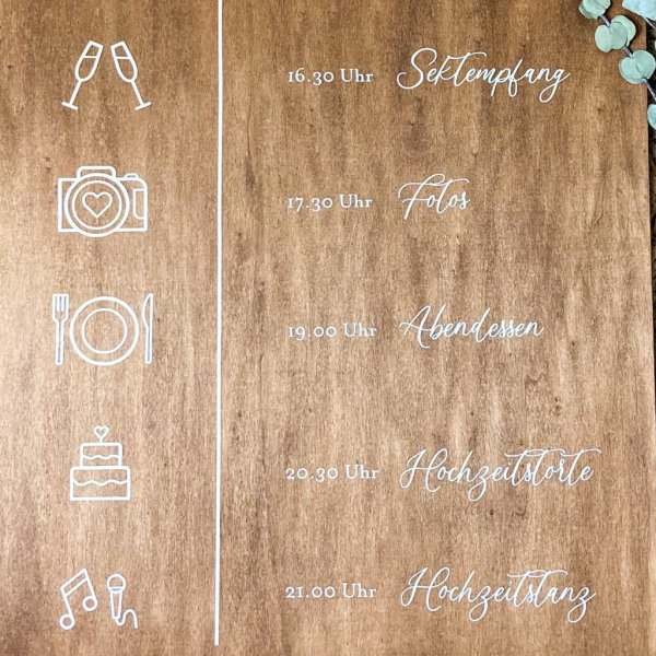 Holzschild Hochzeitsablauf - Image 3