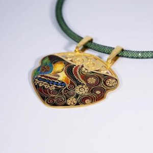 Frau&mann Halskette/Pendant. Cloisonne Emaille,Unikat
