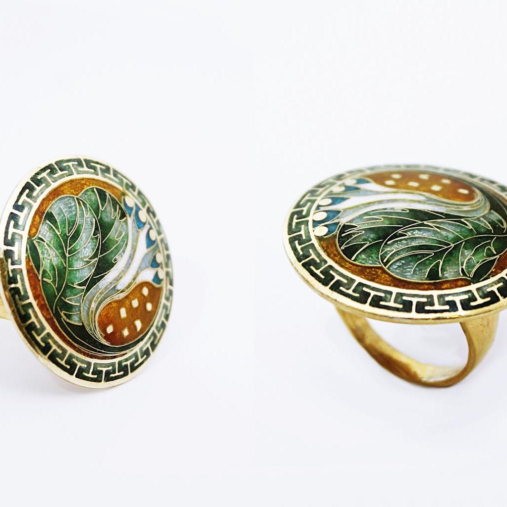 Ring. Cloisonne Emaille