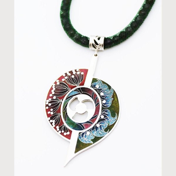 Anhänger."Blätter&Blumen"Cloisonne Emaille