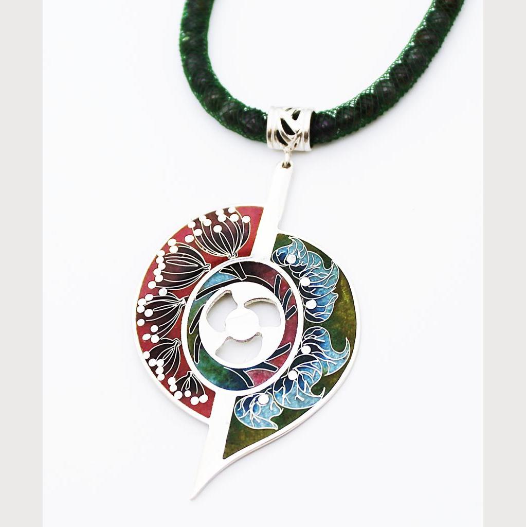 Anhänger."Blätter&Blumen"Cloisonne Emaille