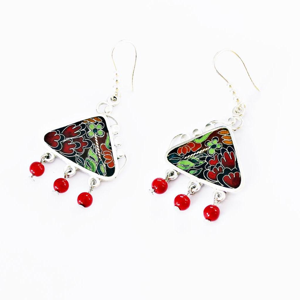 Ohrringe "Blumen" von Cloisonne Enamel