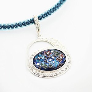 Anhänger „Blumen“, Cloisonne Emaille,Handgemachte Schmuck, Unikat