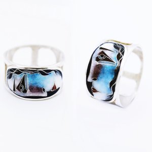 Kuss, Ring. Cloisonne Emaille,Handgemachte Schmuck, Unikat