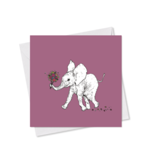 MINI-GRUSSKARTE *Blumengruß Elefanti fuchsia*, 9×9 cm