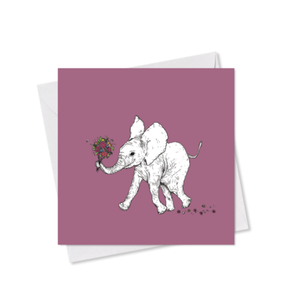 MINI-GRUSSKARTE *Blumengruß Elefanti fuchsia*