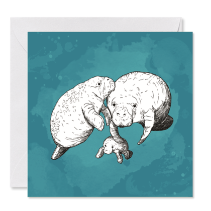 GRUSSKARTE *Familie Manatee*