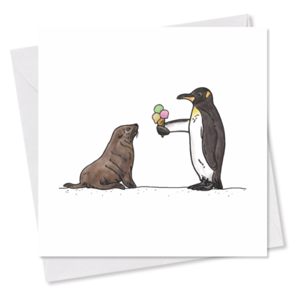 MINI-GRUSSKARTE *Pinguin und Robbe*
