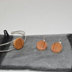 Holz Schmuckset Reif Trachtenschmuck Ohrringe Holzschmuck Kirsche Geschenk