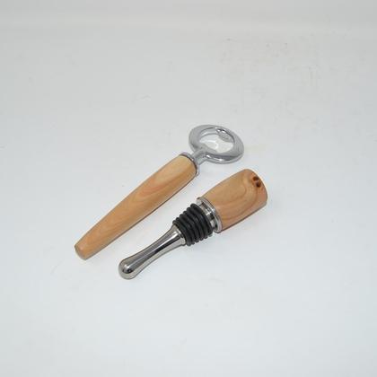 Holz Flaschenöffner Weinstöpsel Set Kirsche Bieröffner Geschenkset handmade
