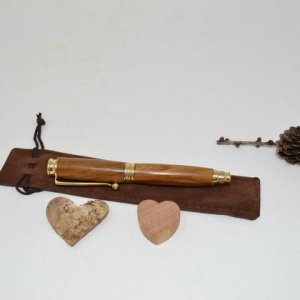 Holz Füllfeder Füller Füllfederhalter Goldregen Handarbeit  Geschenk handmade