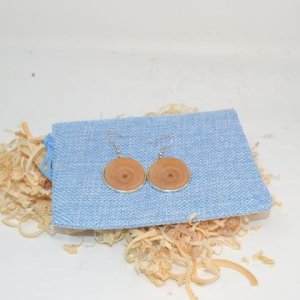 Holz Ohrringe 3cm Ohranhänger Trachtenschmuck Zirbe Schmuck handmade Geschenk