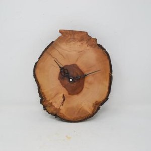 Holz Wanduhr Holzuhr 26×23 Baumscheibenuhr Apfel Uhr Holzdeko Geschenk handmade