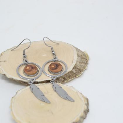 Holz Ohrringe Ohranhänger Trachtenschmuck Apfel Hängeohrringe Unikat Geschenk